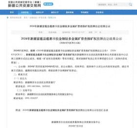 富蘊縣蘊都卡拉金銅鈷多金屬礦成功出讓 創(chuàng)新疆探礦權(quán)掛牌出讓溢價新紀錄  第1張