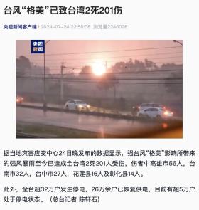 來勢(shì)洶洶！臺(tái)風(fēng)“格美”已致臺(tái)灣2死201傷  第2張